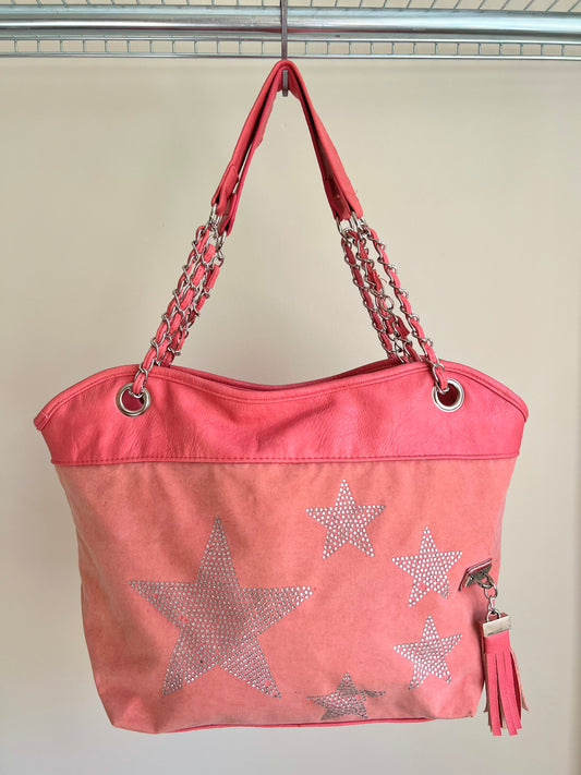 Pink Star Detail Shoulder Bag