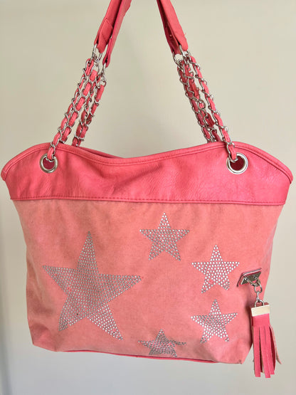 Pink Star Detail Shoulder Bag