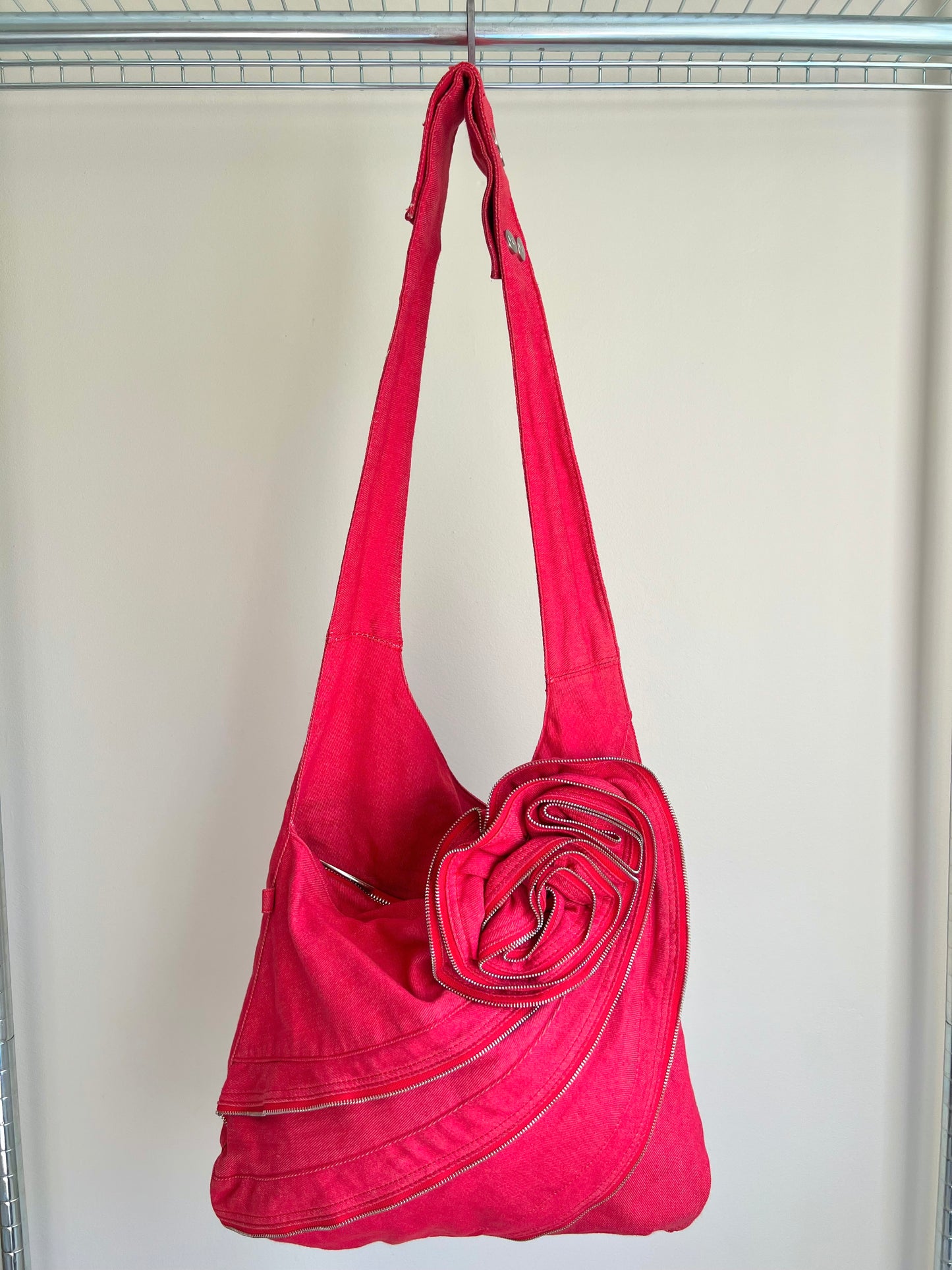 Red Zip Rose Crossbody Bag
