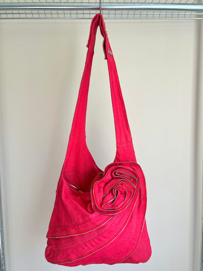 Red Zip Rose Crossbody Bag
