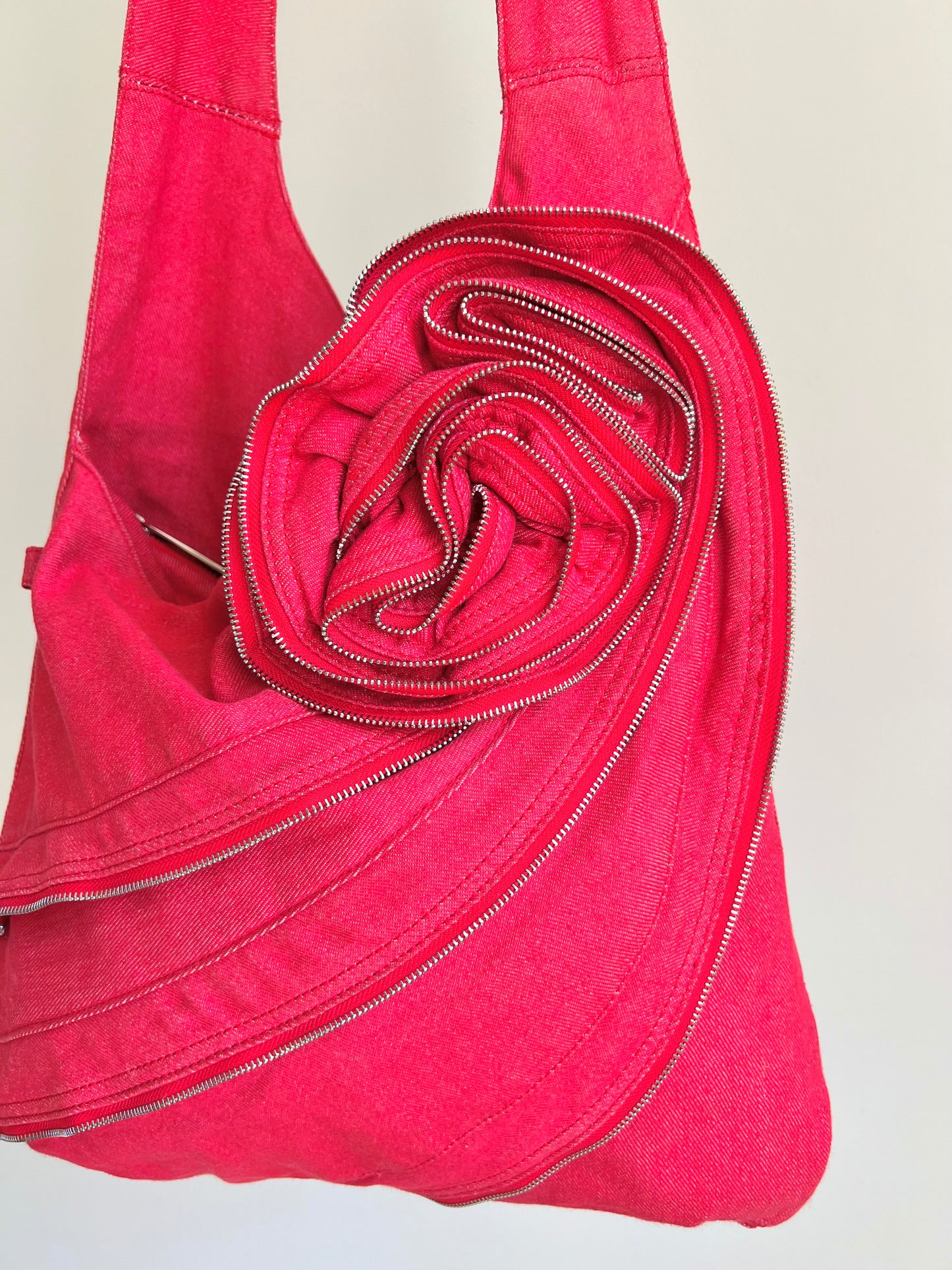 Red Zip Rose Crossbody Bag