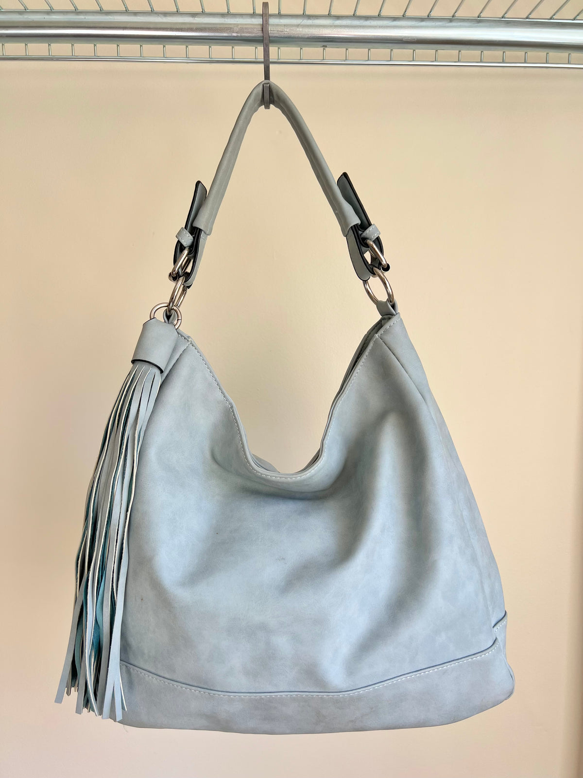 Light Blue Tassel Shoulder Bag