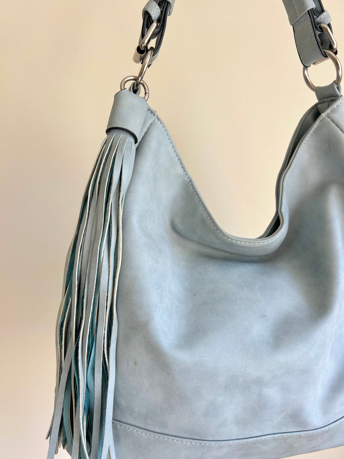 Light Blue Tassel Shoulder Bag