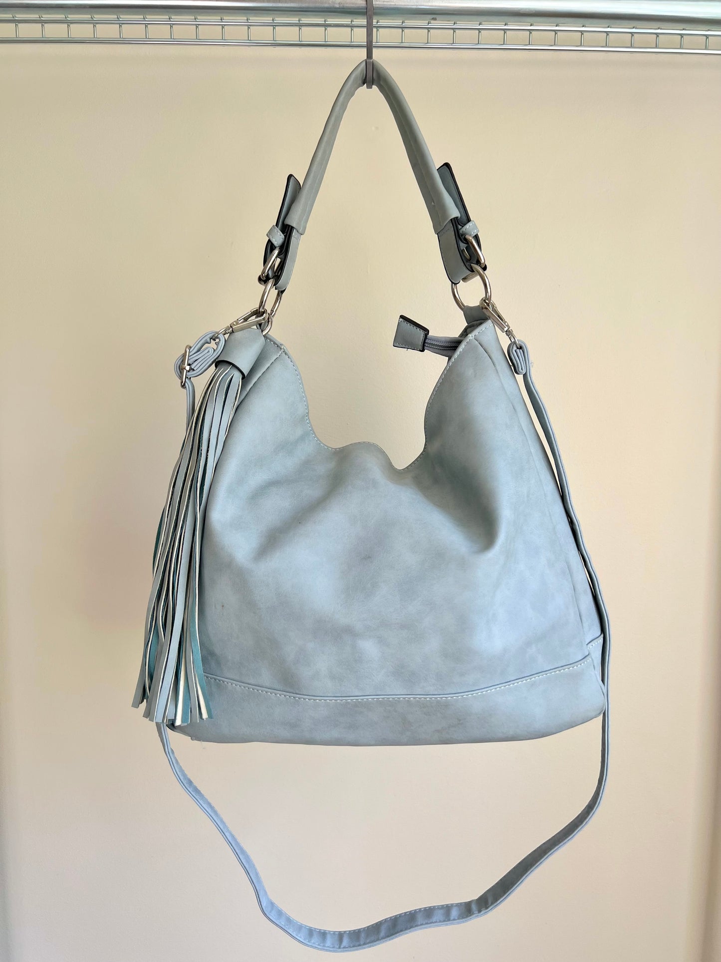 Light Blue Tassel Shoulder Bag