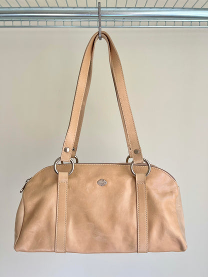 Beige Shoulder Bag with Silver Details