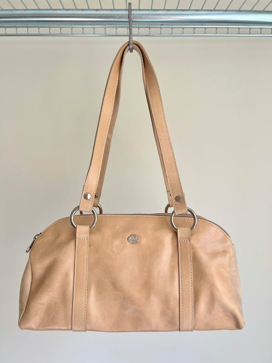 Beige Shoulder Bag with Silver Details