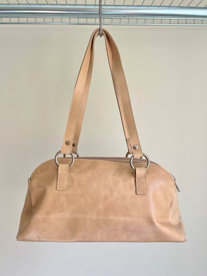 Beige Shoulder Bag with Silver Details