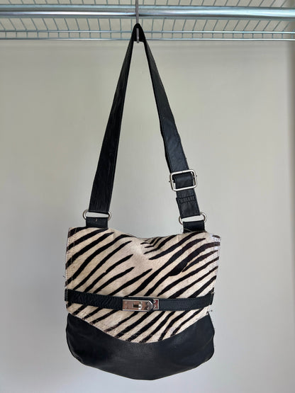 Zebra Pony Hair Crossbody Bag
