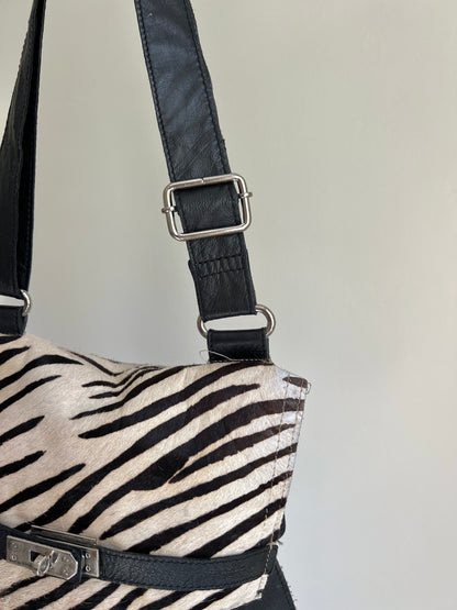 Zebra Pony Hair Crossbody Bag
