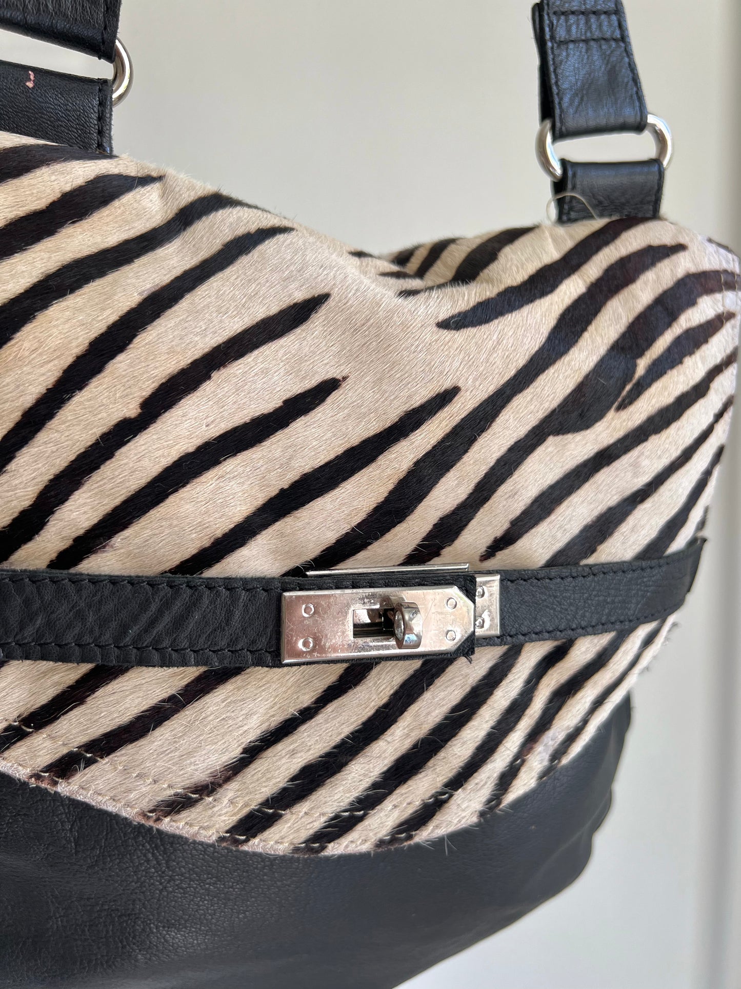Zebra Pony Hair Crossbody Bag