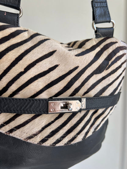 Zebra Pony Hair Crossbody Bag
