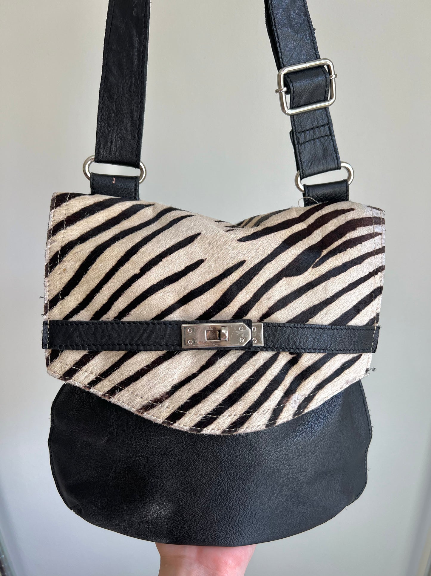 Zebra Pony Hair Crossbody Bag