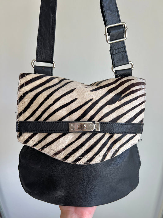 Zebra Pony Hair Crossbody Bag