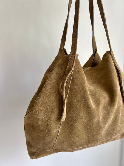 Tan Suede Tote Bag