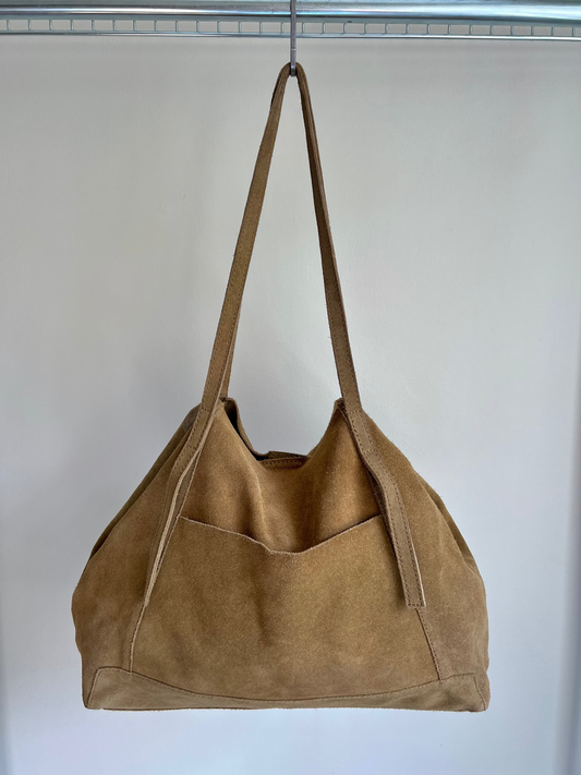 Tan Suede Tote Bag