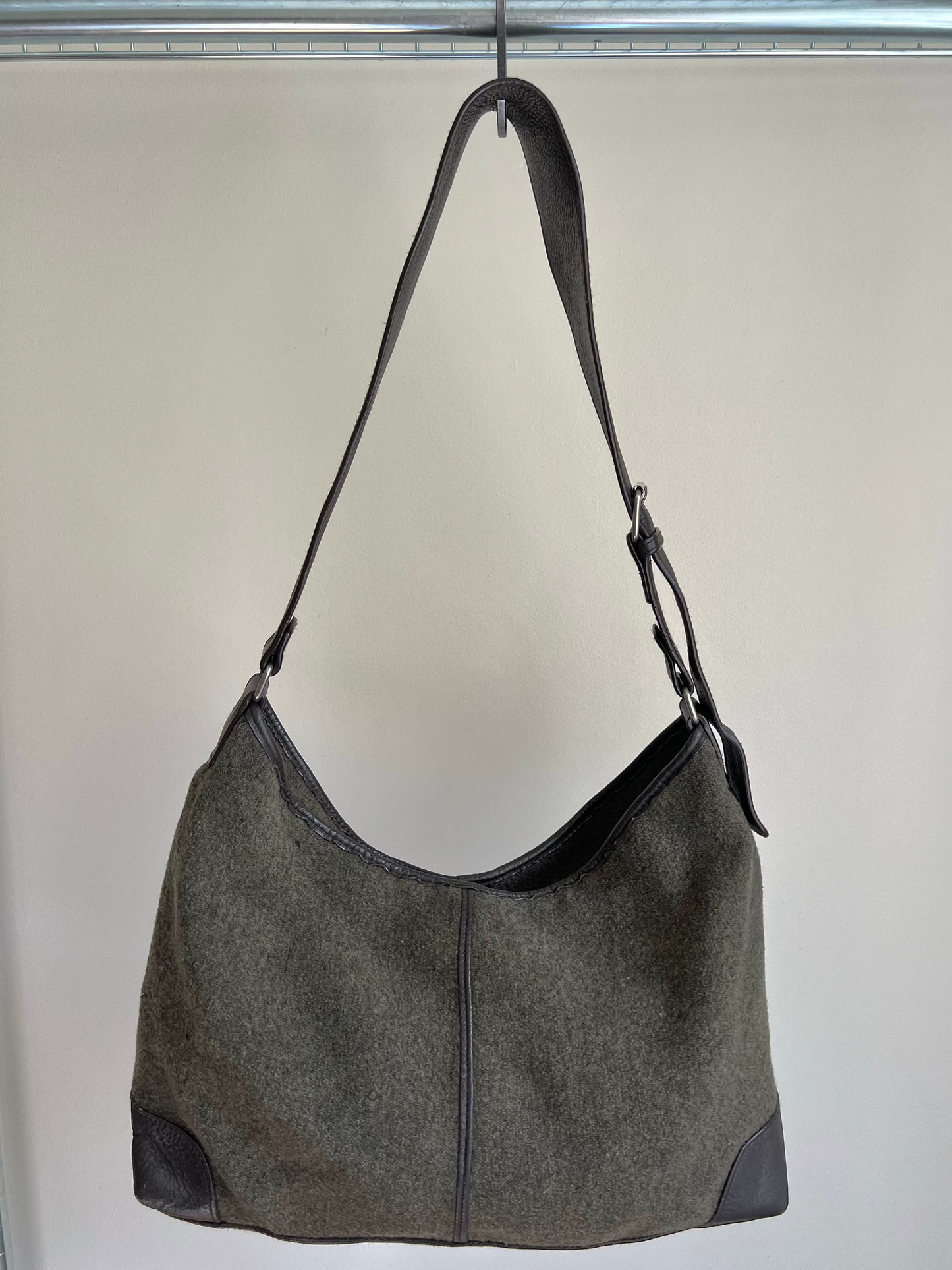 Grey Wool Crossbody Bag