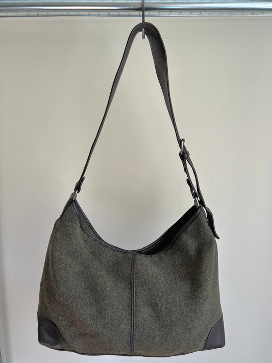 Grey Wool Crossbody Bag