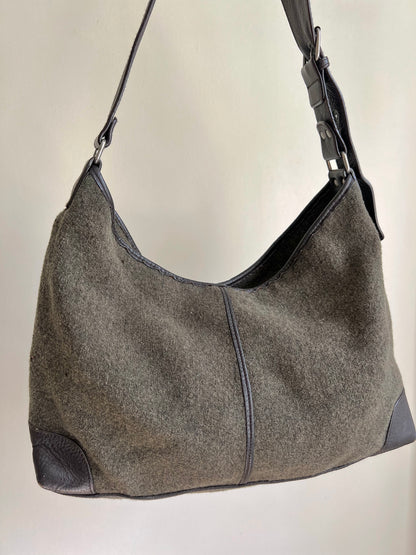 Grey Wool Crossbody Bag