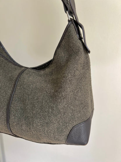 Grey Wool Crossbody Bag