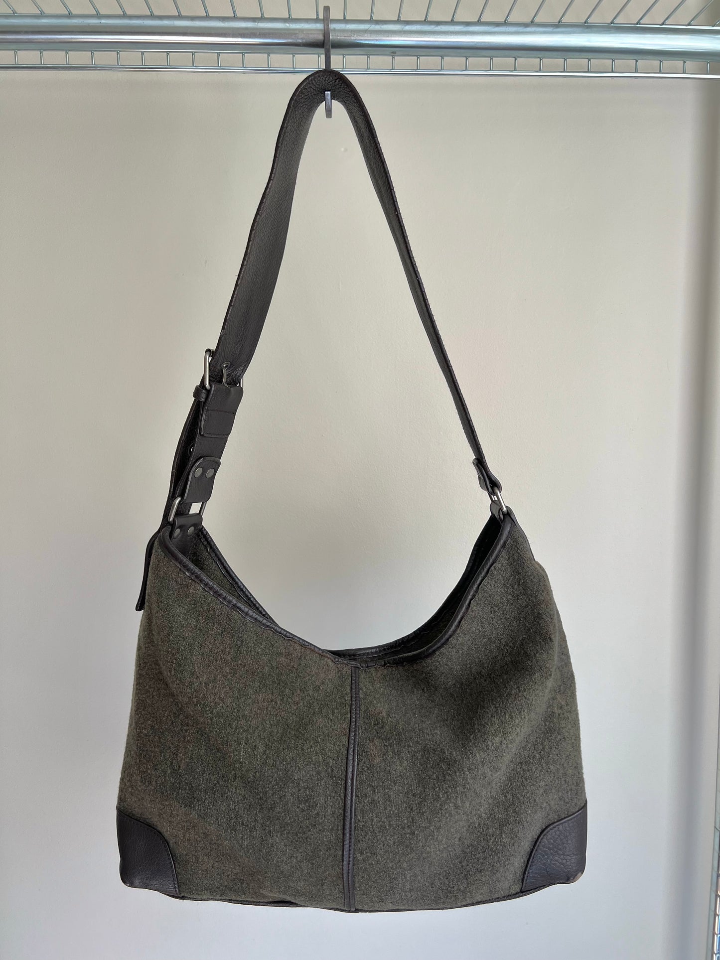 Grey Wool Crossbody Bag