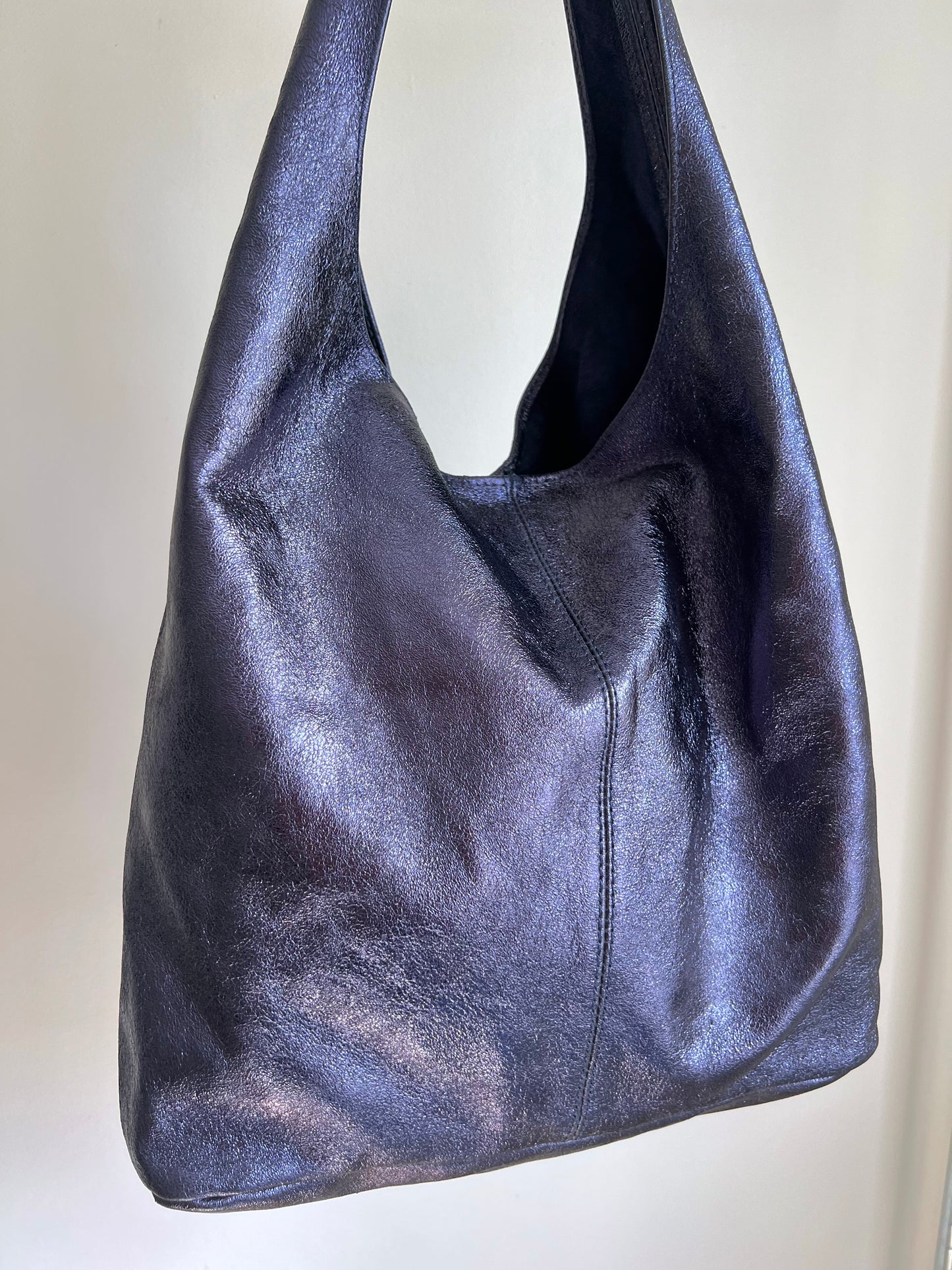 Sofia Cardoni Metallic Purple Hobo Bag
