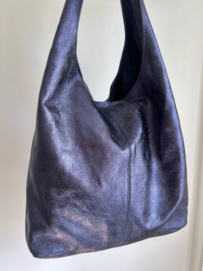Sofia Cardoni Metallic Purple Hobo Bag