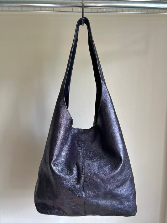 Sofia Cardoni Metallic Purple Hobo Bag