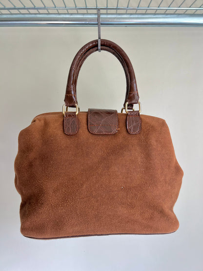 Colour-Block Suede Handbag