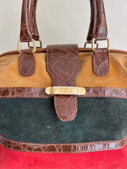 Colour-Block Suede Handbag