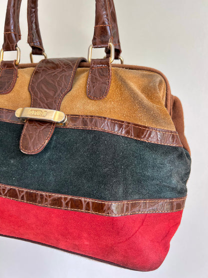 Colour-Block Suede Handbag