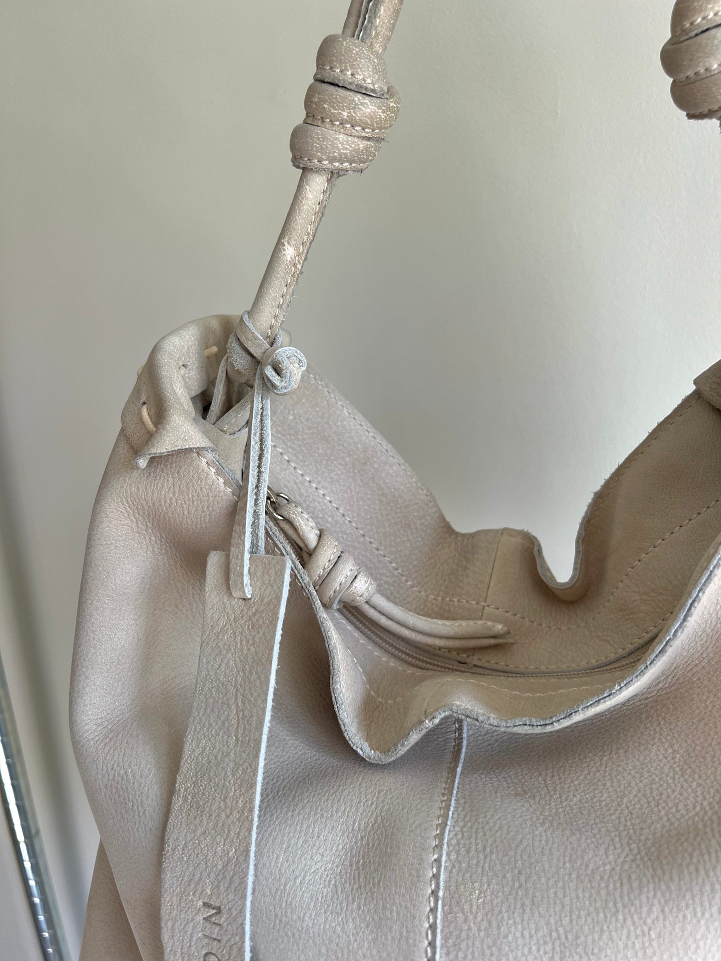 Cream Hobo Shoulder Bag