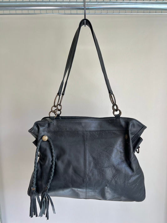 Black Ring Detail Shoulder Bag