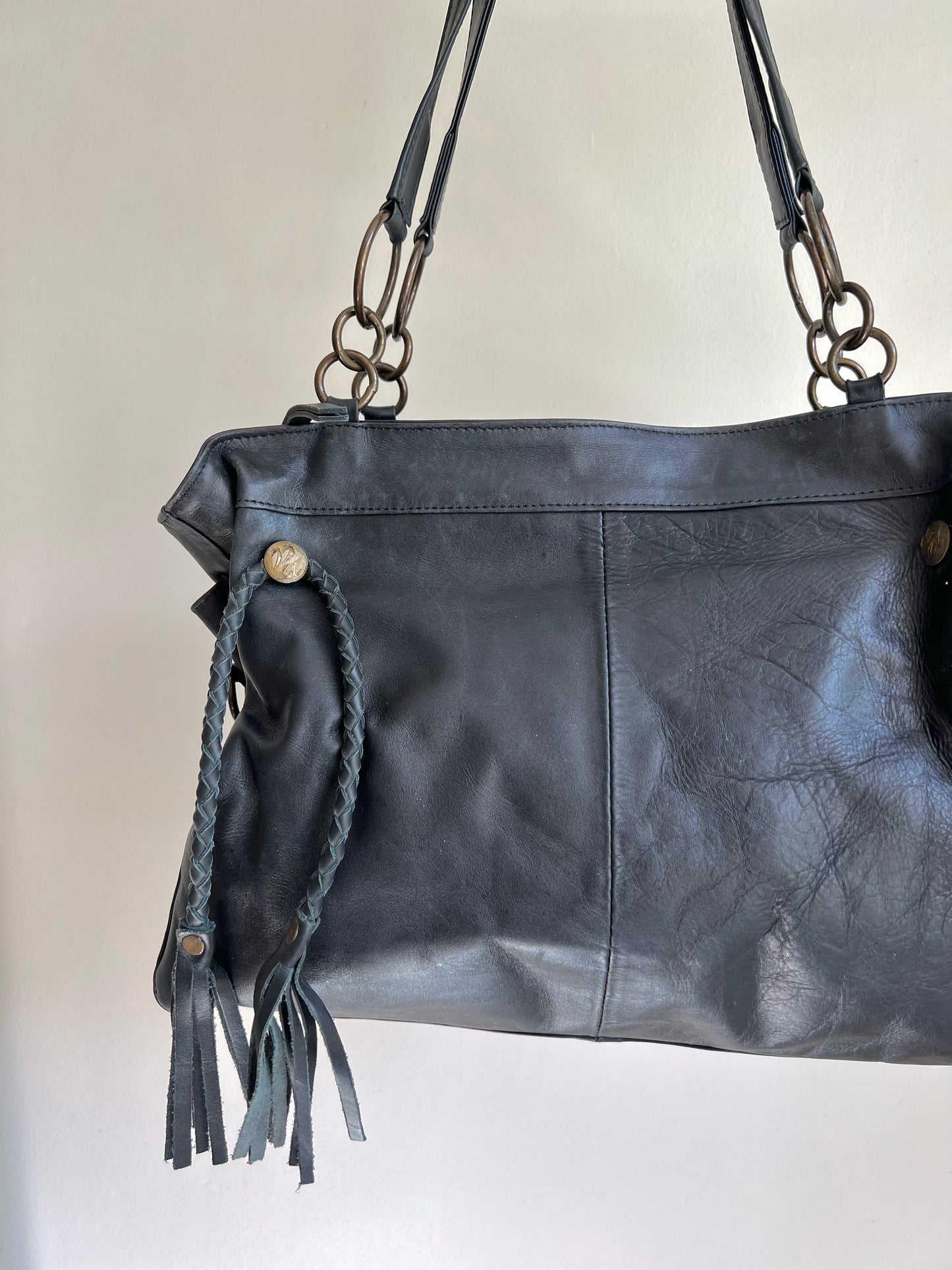 Black Ring Detail Shoulder Bag