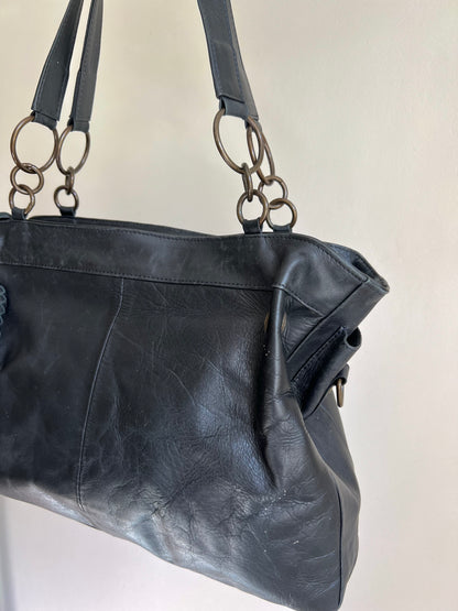 Black Ring Detail Shoulder Bag