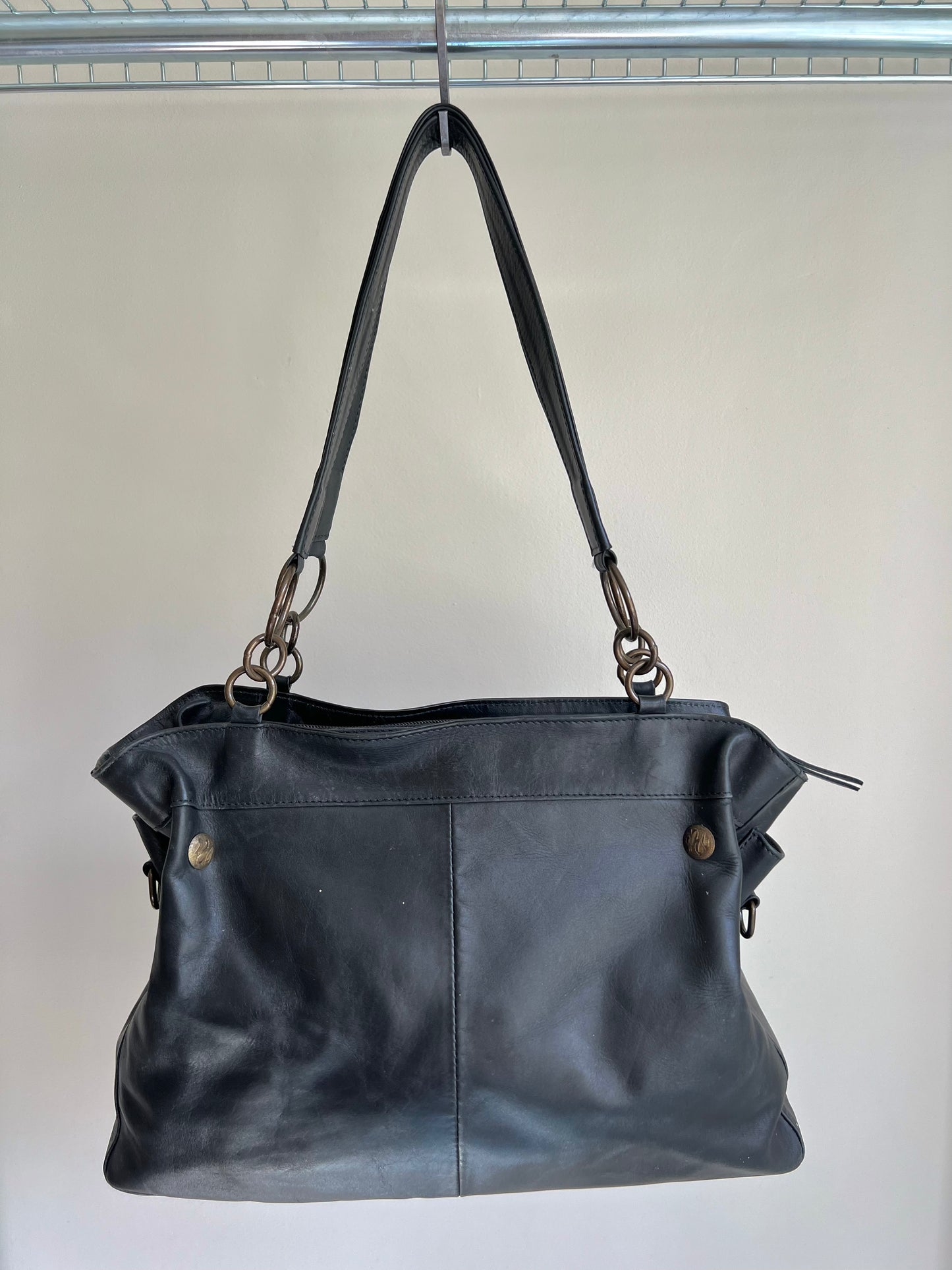Black Ring Detail Shoulder Bag