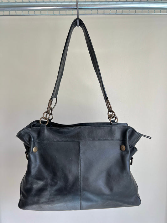 Black Ring Detail Shoulder Bag