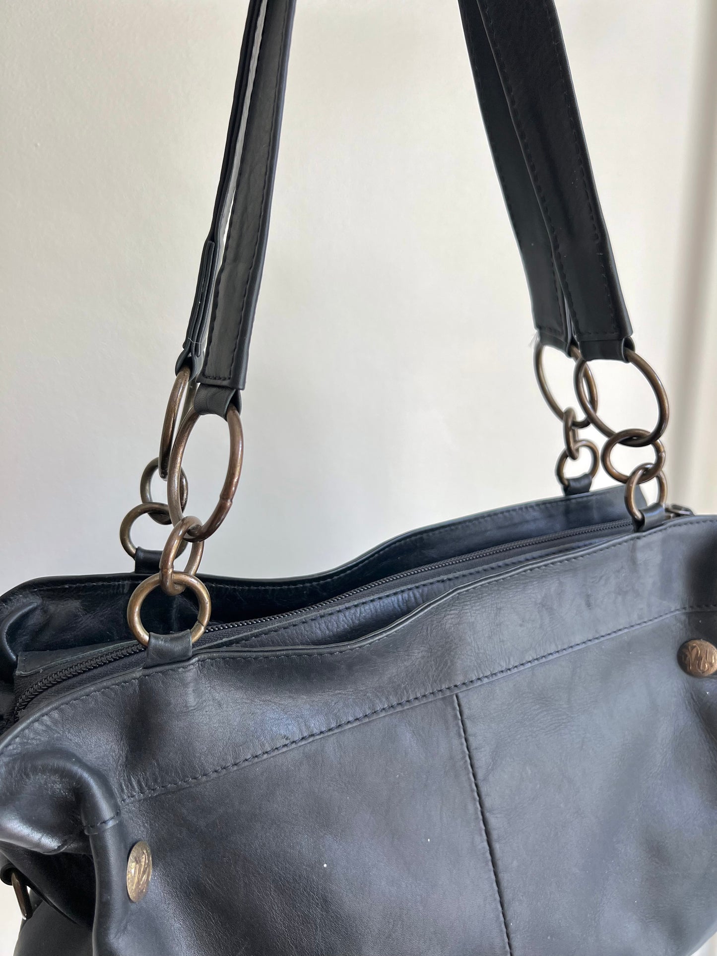 Black Ring Detail Shoulder Bag