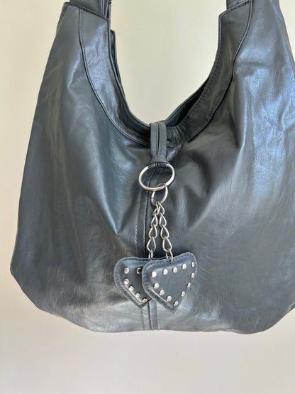 Black Heart Charm Shoulder Bag