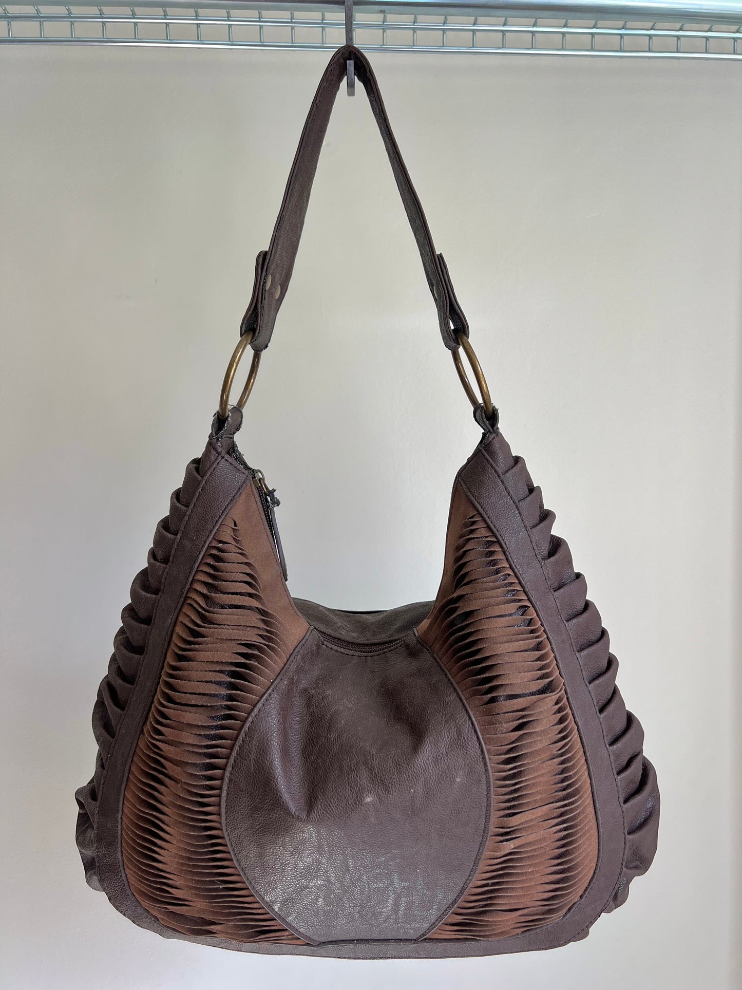 Brown Cut-Out Hobo Shoulder Bag