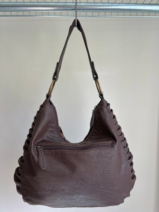 Brown Cut-Out Hobo Shoulder Bag