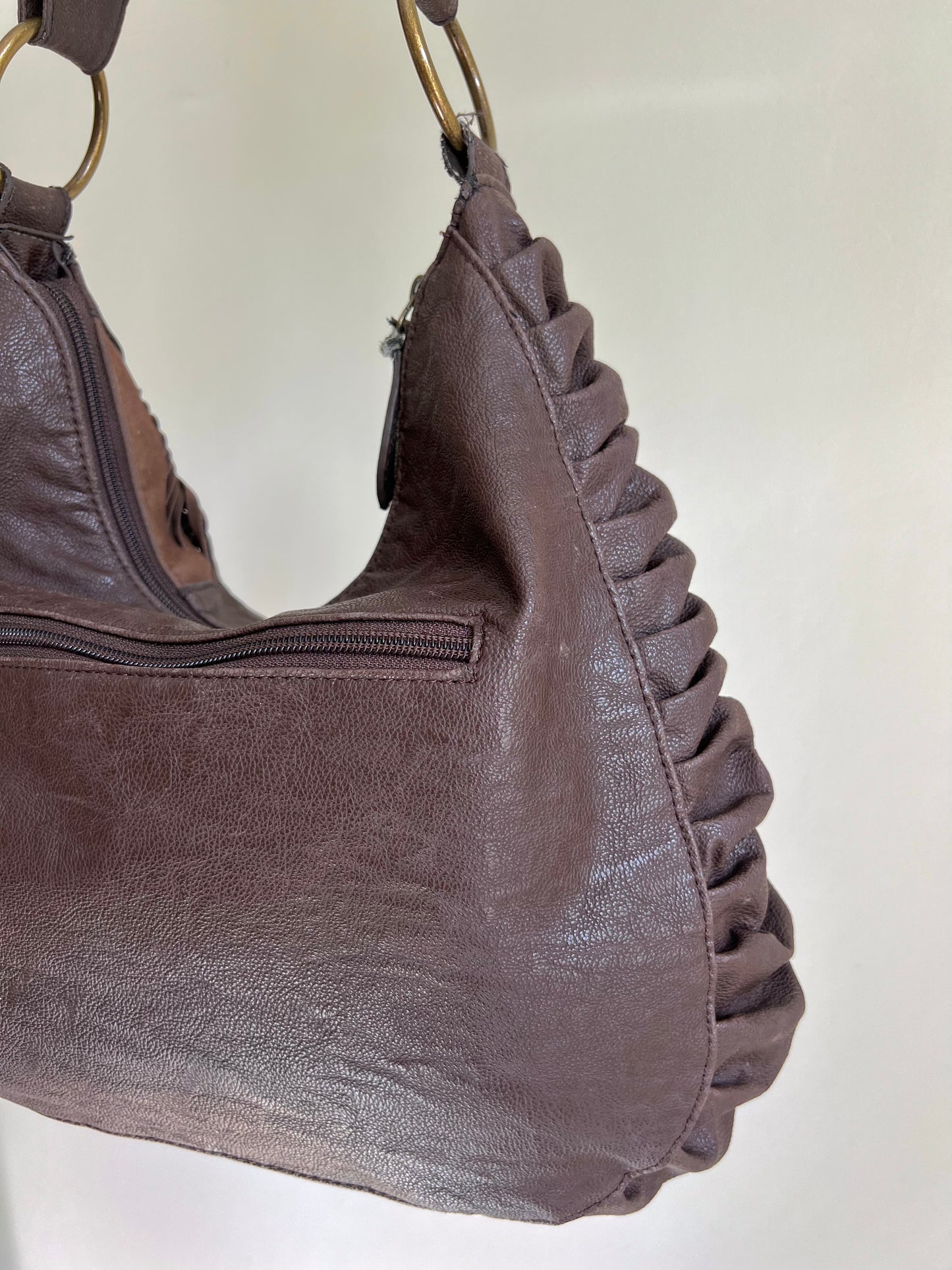 Brown Cut-Out Hobo Shoulder Bag