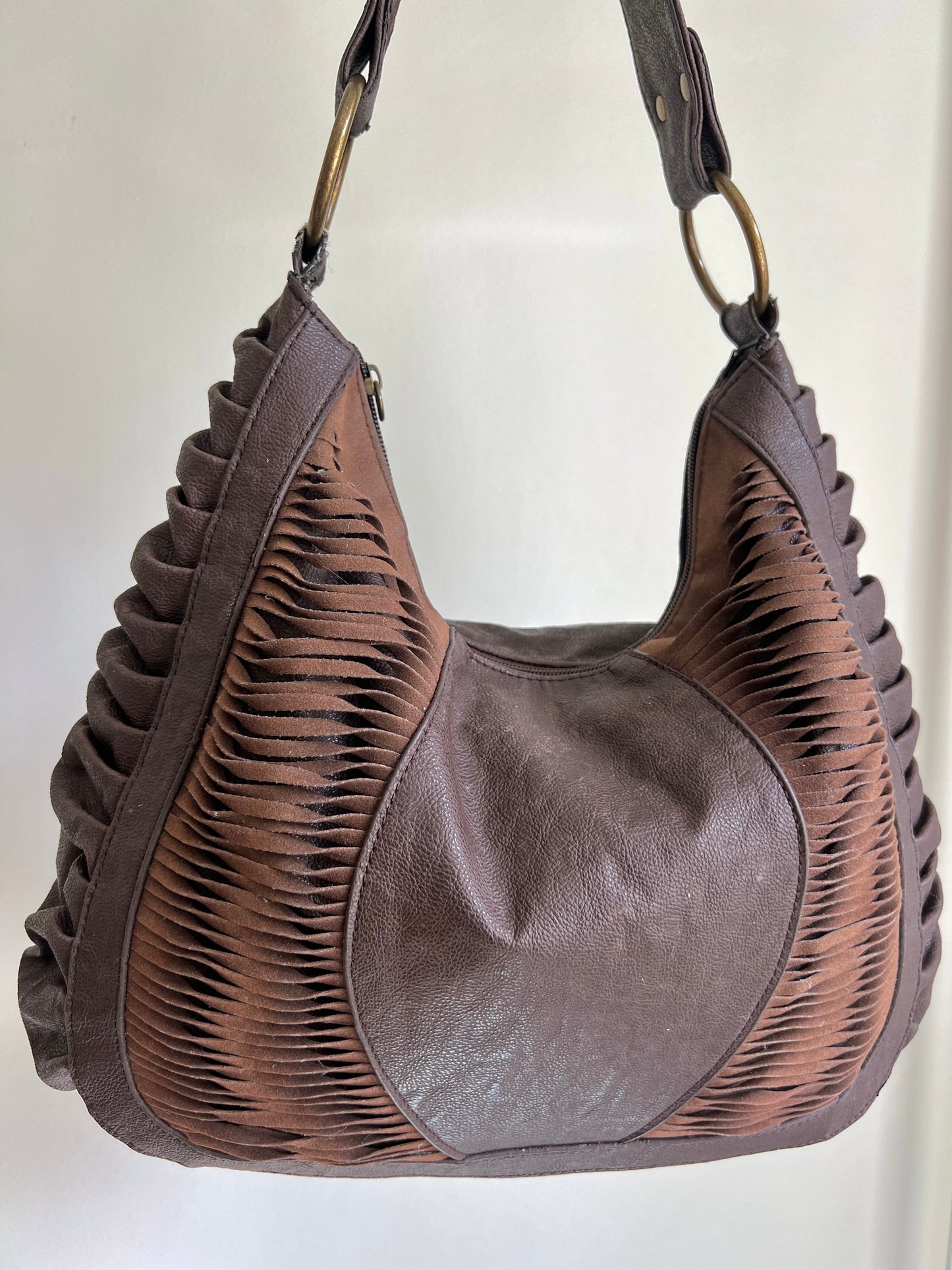 Brown Cut-Out Hobo Shoulder Bag