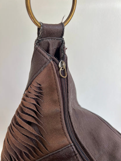 Brown Cut-Out Hobo Shoulder Bag