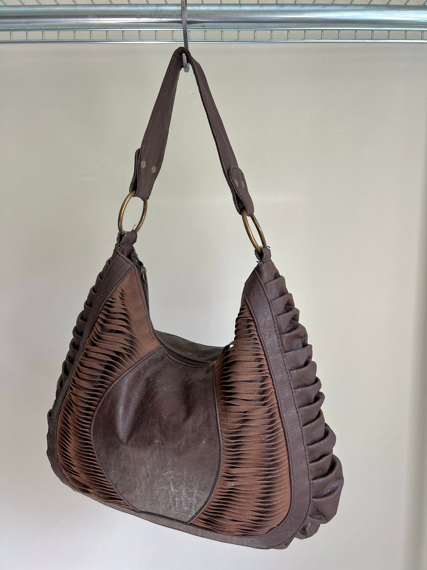 Brown Cut-Out Hobo Shoulder Bag