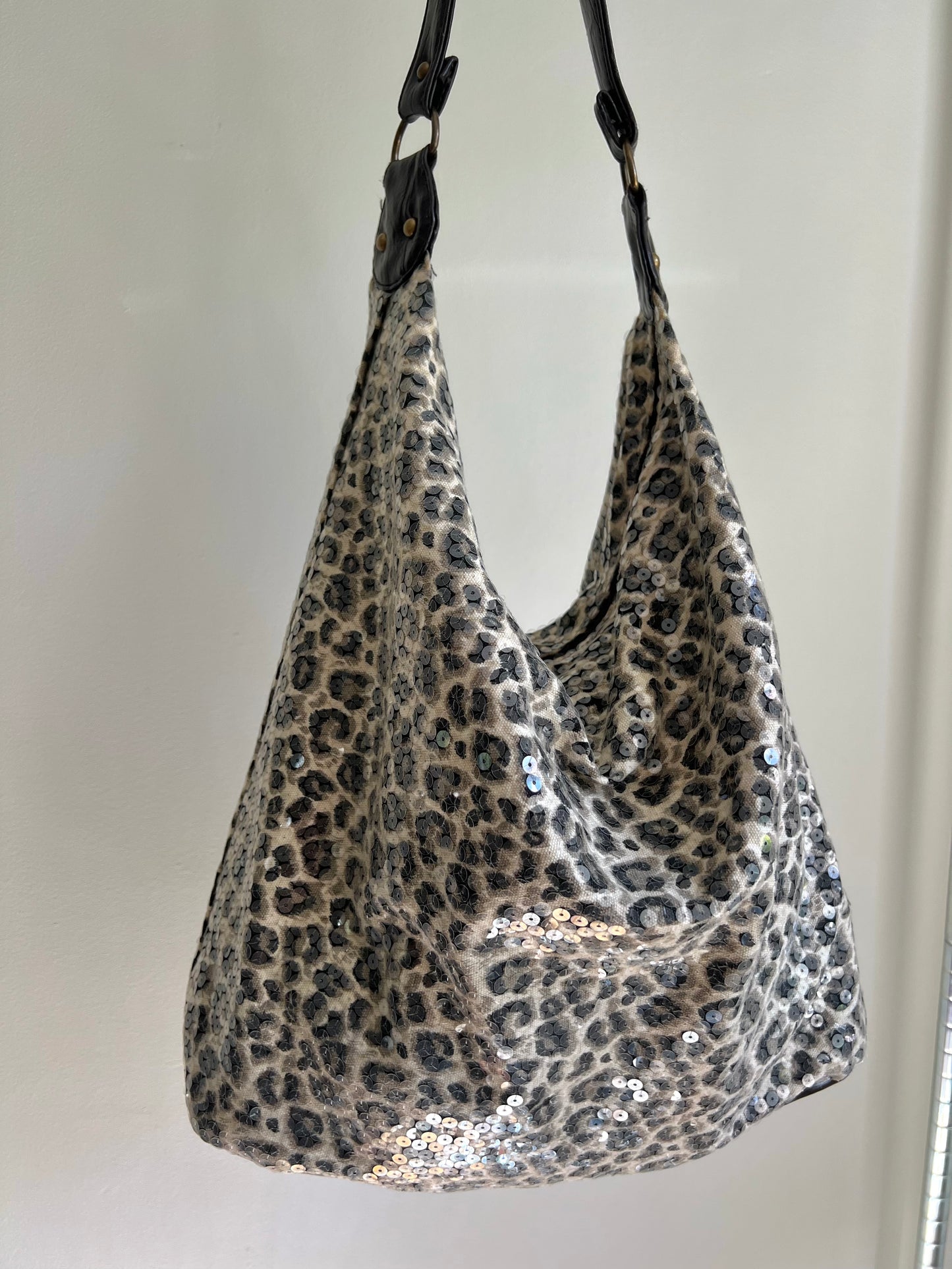Leopard Sequin Hobo Shoulder Bag