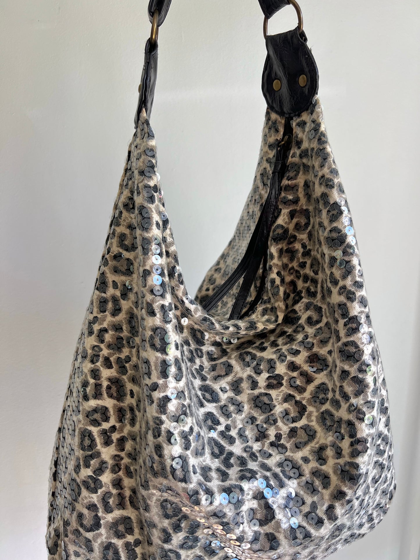 Leopard Sequin Hobo Shoulder Bag