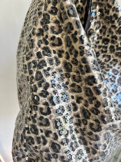 Leopard Sequin Hobo Shoulder Bag