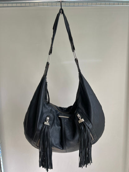 Black Tassel Hobo Shoulder Bag