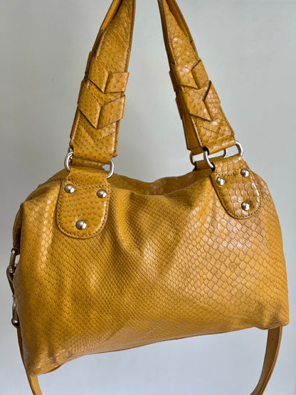 Cole Haan Yellow Snakeskin Shoulder Bag