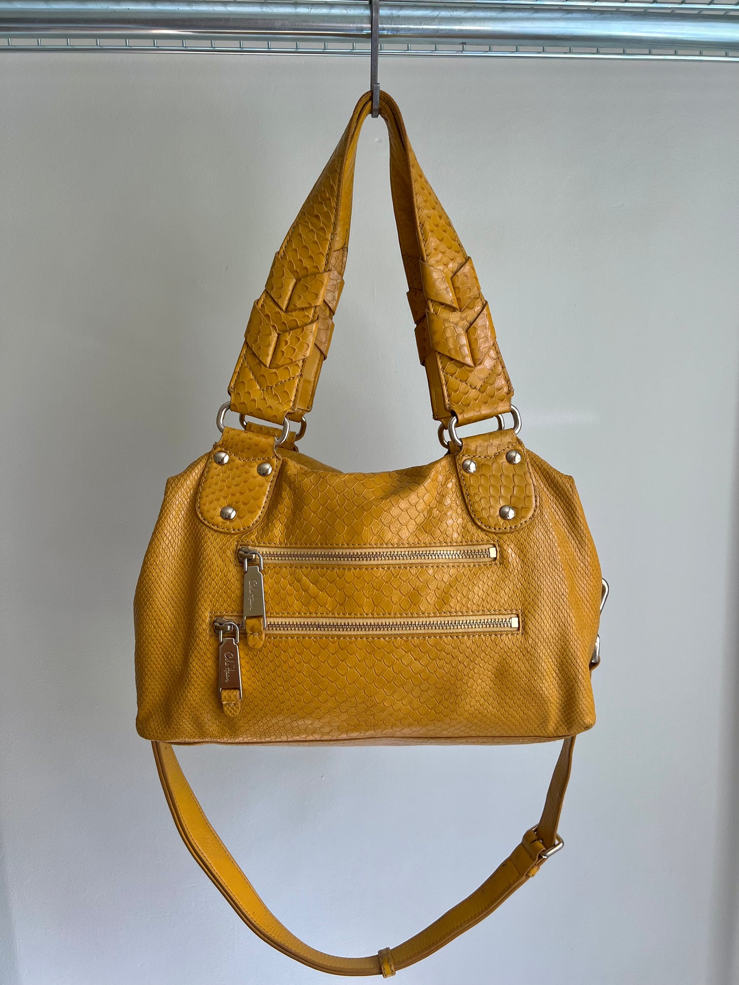 Cole Haan Yellow Snakeskin Shoulder Bag